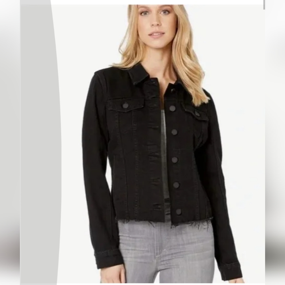 BLANK NYC raw hem black denim jacket size medium - Picture 3 of 9